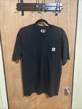 Carhartt Black Short-Sleeve Pocket Tee with Logo Patch